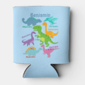 可愛い子供の恐竜と名前ブルー 缶クーラー (正面)