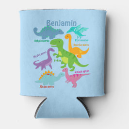 可愛い子供の恐竜と名前ブルー 缶クーラー