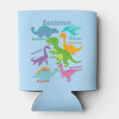 可愛い子供の恐竜と名前ブルー 缶クーラー (裏面)