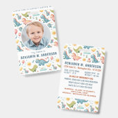 可愛い子供の恐竜カラフルのカスタム写真の子供ID バッジ (Front & Back)