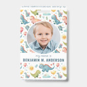 可愛い子供の恐竜カラフルのカスタム写真の子供ID バッジ (Front)