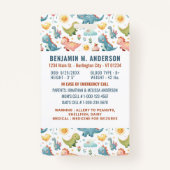 可愛い子供の恐竜カラフルのカスタム写真の子供ID バッジ (裏面)