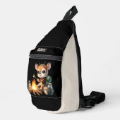 可愛い子供キャンプで鹿の名前を追加 スリングバッグ (右コーナー)