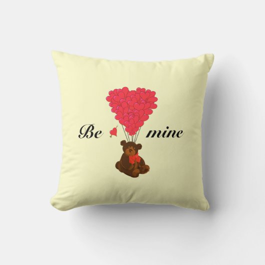 可愛い子供テディベアのバレンタイン愛のハート クッション (正面)