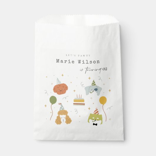 可愛い子供パーティー子犬Any Age誕生日 フェイバーバッグ (正面)