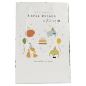 可愛い子供パーティー子犬Any Age誕生日 ミディアムペーパーバッグ (正面)