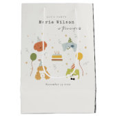 可愛い子供パーティー子犬Any Age誕生日 ミディアムペーパーバッグ (裏面)