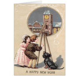 可愛い子供望遠鏡犬時計塔