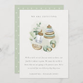 可愛い子供部屋エッセンシャルグリーンベビー発表 サンキューカード (正面/裏面)