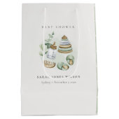 可愛い子供部屋エッセンシャルリービリーグリーンベイビーシャワー ミディアムペーパーバッグ (裏面)