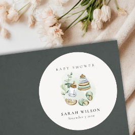 可愛い子供部屋エッセンシャルリービリーグリーンベイビーシャワー ラウンドシール
