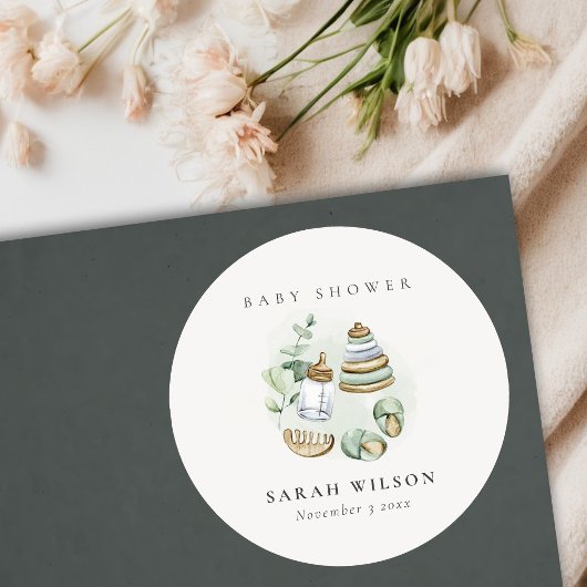 可愛い子供部屋エッセンシャルリービリーグリーンベイビーシャワー ラウンドシール