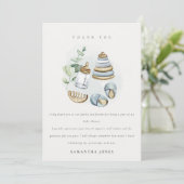 可愛い子供部屋エッセンシャルリービーブルー男の子ベビーシャワー サンキューカード (スタンド正面)