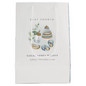 可愛い子供部屋エッセンシャルリービーブルー男の子ベビーシャワー ミディアムペーパーバッグ (裏面)