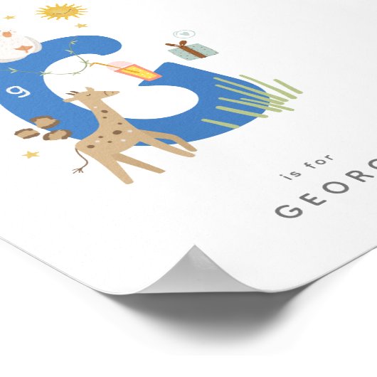 可愛い子供部屋パーソナライズされたアルファベット文字Gポスター ポスター (角)