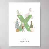 可愛い子供部屋パーソナライズされたアルファベット文字Xポスター ポスター (正面)