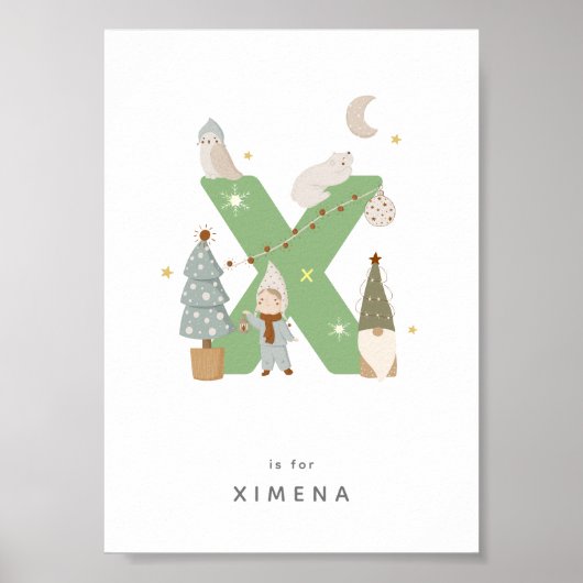 可愛い子供部屋パーソナライズされたアルファベット文字Xポスター ポスター (正面)