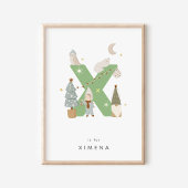 可愛い子供部屋パーソナライズされたアルファベット文字Xポスター ポスター
