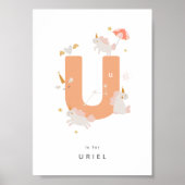 可愛い子供部屋パーソナライズされたアルファベットUポスター ポスター (正面)