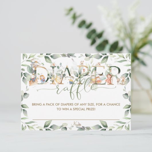 可愛い子供部屋ライムグリーンおむつラッフルカード 招待状 (スタンド正面)