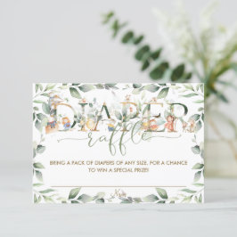 可愛い子供部屋ライムグリーンおむつラッフルカード 招待状