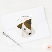 可愛い子名付きドッグブックラベル ラウンドシール (封筒)