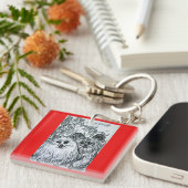 可愛い子犬が二匹、2匹の焼いたグッズ! キーホルダー (正面右)