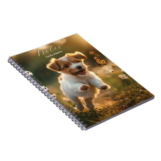 可愛い子犬が蝶を追いかける ノートブック (右側)