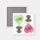 可愛い子犬でハートバルーン汚れ マグネット (正面/裏面)