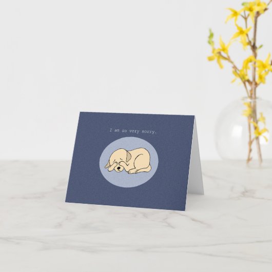 可愛い子犬とても申し訳ない謝罪かわいい犬 カード (黄色い花)