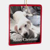 可愛い子犬とパパスクエア赤と緑 セラミックオーナメント (右)