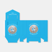 可愛い子犬とブルースカーフ幸せ1歳の誕生日 フェイバーボックス (折り畳みなし)