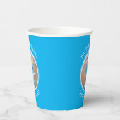 可愛い子犬とブルースカーフ幸せ1歳の誕生日 紙コップ (左)