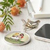 可愛い子犬と蝶とラディバグとチューリップ キーホルダー (側面)