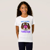 可愛い子犬と蝶最高の友達Tシャツ Tシャツ (正面フル)