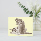 可愛い子犬のミックスとテディ犬のリアル芸術 ポストカード (スタンド正面)