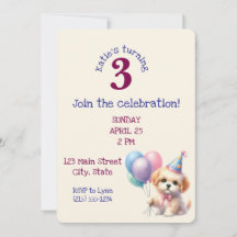 可愛い子犬の持ちバルーン誕生日パーティーInvita