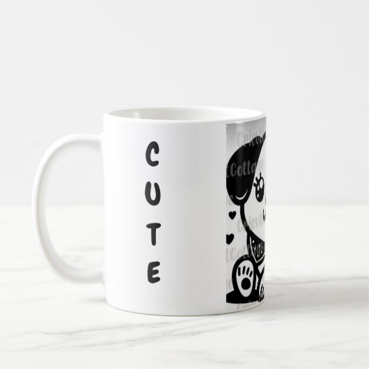 可愛い子犬🍺マグカップと装飾フォント コーヒーマグカップ (左)