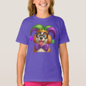 可愛い子犬マルディグラのジェスターハット Tシャツ (正面)