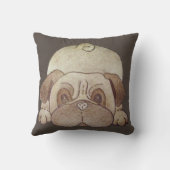 可愛い子犬遊が茶色いパグ クッション (裏面)