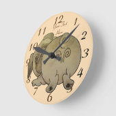 可愛い子犬遊が茶色いパグ ラウンド壁時計 (傾斜)