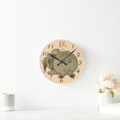 可愛い子犬遊が茶色いパグ ラウンド壁時計 (ホーム)