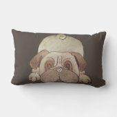 可愛い子犬遊が茶色いパグ ランバークッション (裏面)
