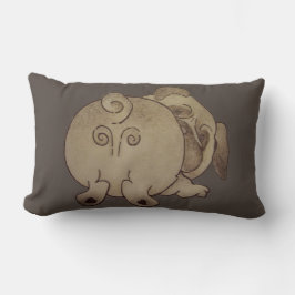 可愛い子犬遊が茶色いパグ ランバークッション