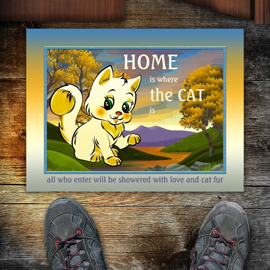 可愛い子猫おもしろい猫型 ドアマット