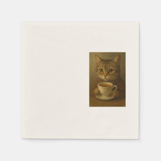 可愛い子猫が一緒にお茶を飲んでる。 スタンダードカクテルナプキン