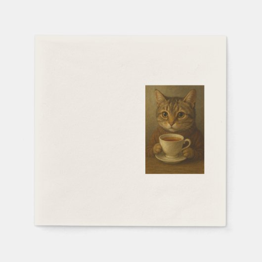 可愛い子猫が一緒にお茶を飲んでる。 スタンダードカクテルナプキン (正面)