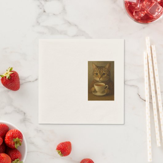 可愛い子猫が一緒にお茶を飲んでる。 スタンダードカクテルナプキン (インサイチュ)