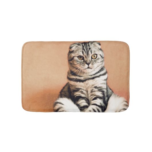 可愛い子猫が手足を伸ばした バスマット (正面)