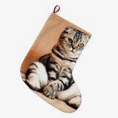 可愛い子猫が手足を伸ばした ラージクリスマスストッキング (正面 (吊り時))